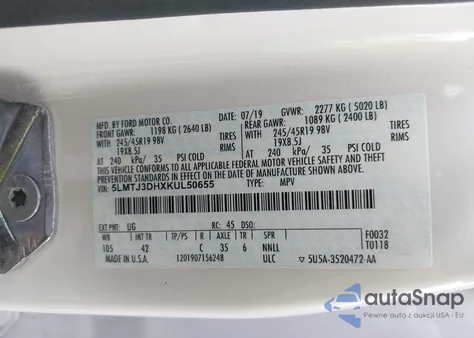 2019 Lincoln Mkc Reserve из США, поврежденный, VIN 5LMTJ3DHXKUL50655